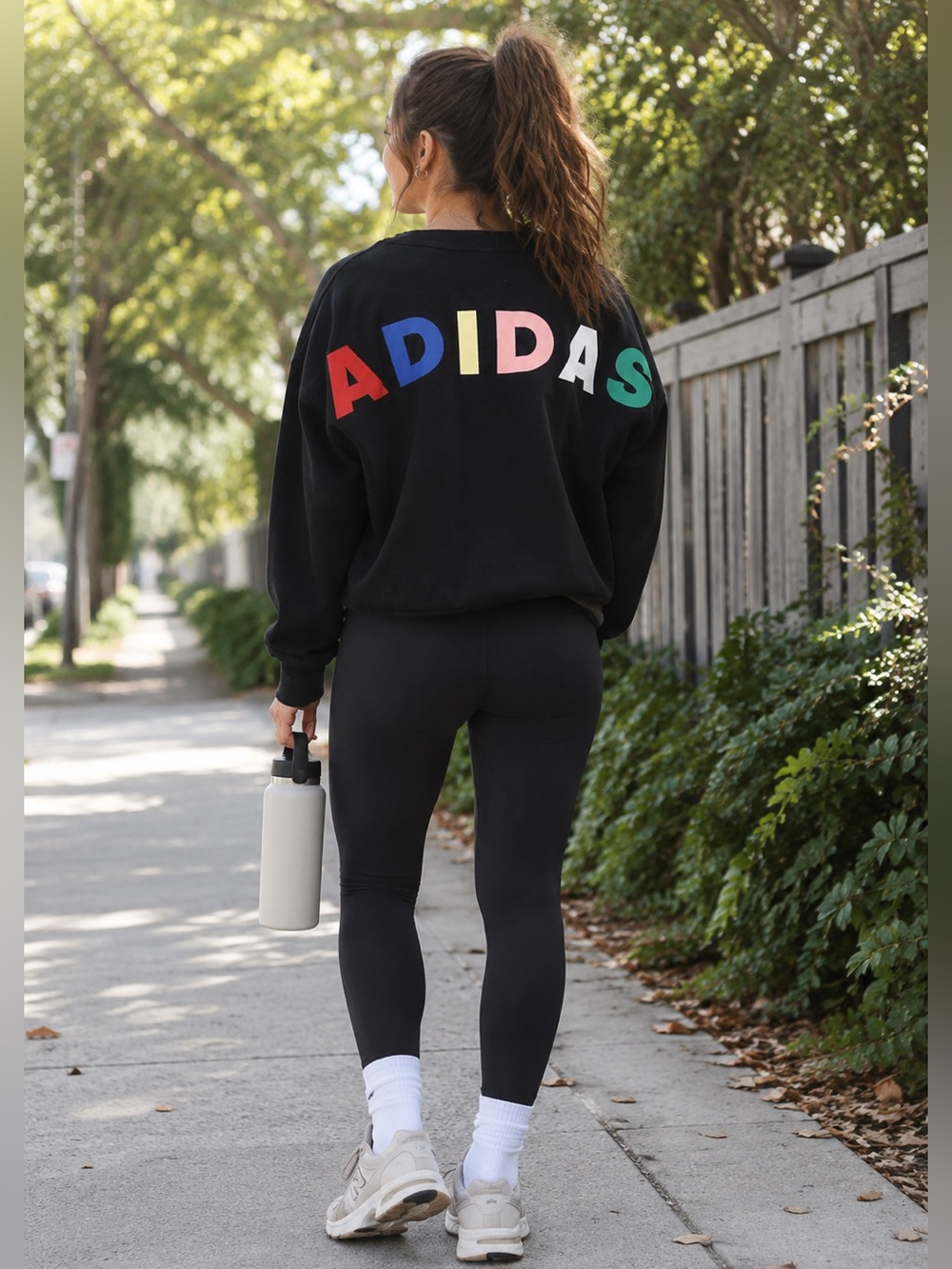 adidas Black Sweatshirt with Multicolor Logo